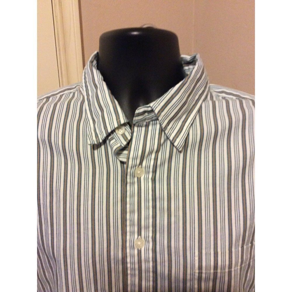 Pendleton Men's Bridgeport Button Front Shirt White Green Striped Pocket XL - Picture 2 of 11